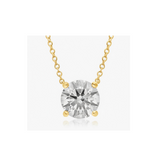 Box Chain Solitaire Diamond Pendant Necklace in 18k Gold