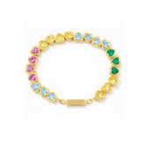 Rainbow Heart Tennis Bracelet in 14k Gold