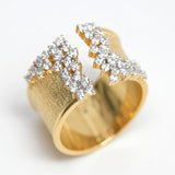 Textured Open Cuff Diamond Ring in 14k Gold