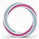 Pink & Ice Blue Topaz Double Eternity Interlock Ring in 14k Gold