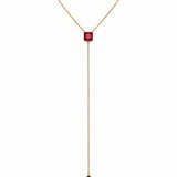 Emerald-Cut & Pear Lariat Drop Necklace in 14k Gold