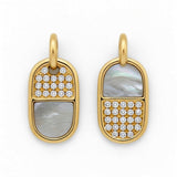 Reversible Capsule Pavé Diamond & Mother of Pearl Earrings in 14k Gold