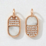 Reversible Capsule Pavé Diamond & Mother of Pearl Earrings in 14k Gold