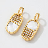 Reversible Capsule Pavé Diamond & Mother of Pearl Earrings in 14k Gold