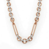 Two-Tone Pavé Diamond Link Chain Necklace in 14k Rose and White Gold