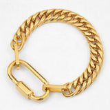 Cuban Link Carabiner Gold Bracelet