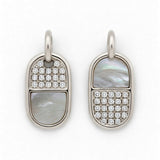 Reversible Capsule Pavé Diamond & Mother of Pearl Earrings in 14k Gold