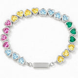 Rainbow Heart Tennis Bracelet in 14k Gold
