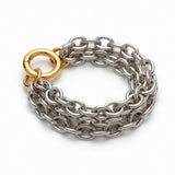 Two-Tone Multi-Chain Carabiner Ring in 14k Gold