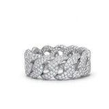 Pavé Diamond Cuban Link Band Ring in 14k Gold