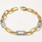 Paper Clip Diamond and Gold Bracelet