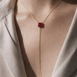 Emerald-Cut & Pear Lariat Drop Necklace in 14k Gold