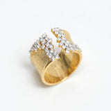 Textured Open Cuff Diamond Ring in 14k Gold