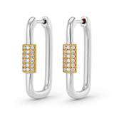 Diamond Pavé Carabiner Lock Hoops in 14K Gold