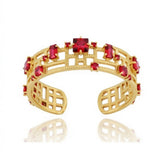 Grid Architectural Cuff Bracelet in 14k Gold