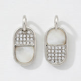 Reversible Capsule Pavé Diamond & Mother of Pearl Earrings in 14k Gold