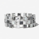 Checkerboard Mother of Pearl Ring in 14k Gold