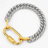Cuban Link Carabiner Gold Bracelet