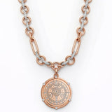 Two-Tone Pavé Diamond Link Chain Necklace in 14k Rose and White Gold