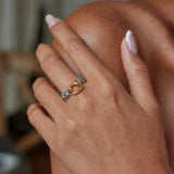 Two-Tone Multi-Chain Carabiner Ring in 14k Gold