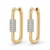 Diamond Pavé Carabiner Lock Hoops in 14K Gold