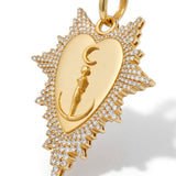 Celestial Goddess Pendant in 14k Gold and Diamonds