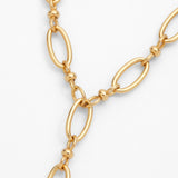 Oval Link & Ball Chain Lariat Necklace in 14k Gold