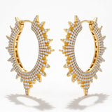 Solar Pavé Hoops in 14k Yellow Gold