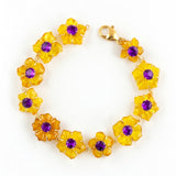 Carved Amethyst Flower & Citrine Bracelet in 14k Gold