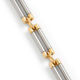 Two-Tone Ribbed Bar Link Chain Necklace in 14k Gold