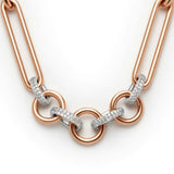 Two-Tone Pavé Diamond Link Chain Necklace in 14k Rose and White Gold