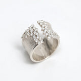 Textured Open Cuff Diamond Ring in 14k Gold