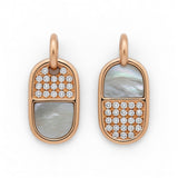 Reversible Capsule Pavé Diamond & Mother of Pearl Earrings in 14k Gold