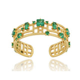 Grid Architectural Cuff Bracelet in 14k Gold