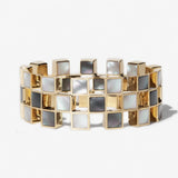Checkerboard Mother of Pearl Ring in 14k Gold