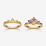 Amethyst and Citrine Petal Crown Rings in 14k Gold